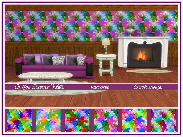 Sims 4 Chiffon Scarves Walls by marcorse at TSR