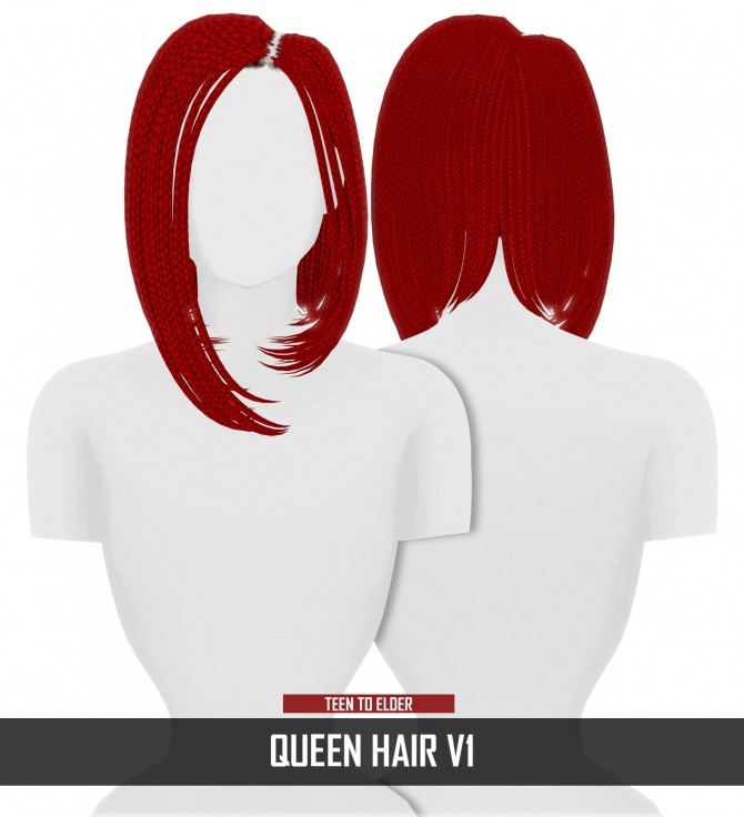 Sims 4 QUEEN HAIR V1 AND V2 by Thiago Mitchell at REDHEADSIMS