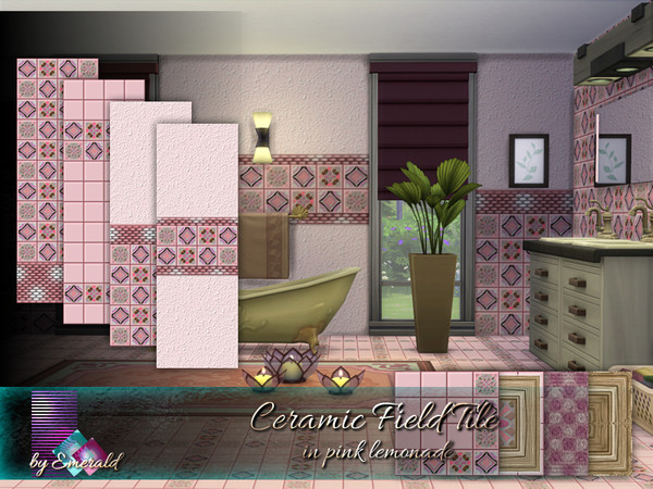 Sims 4 Ceramic Field Tile in pink lemonade by emerald at TSR