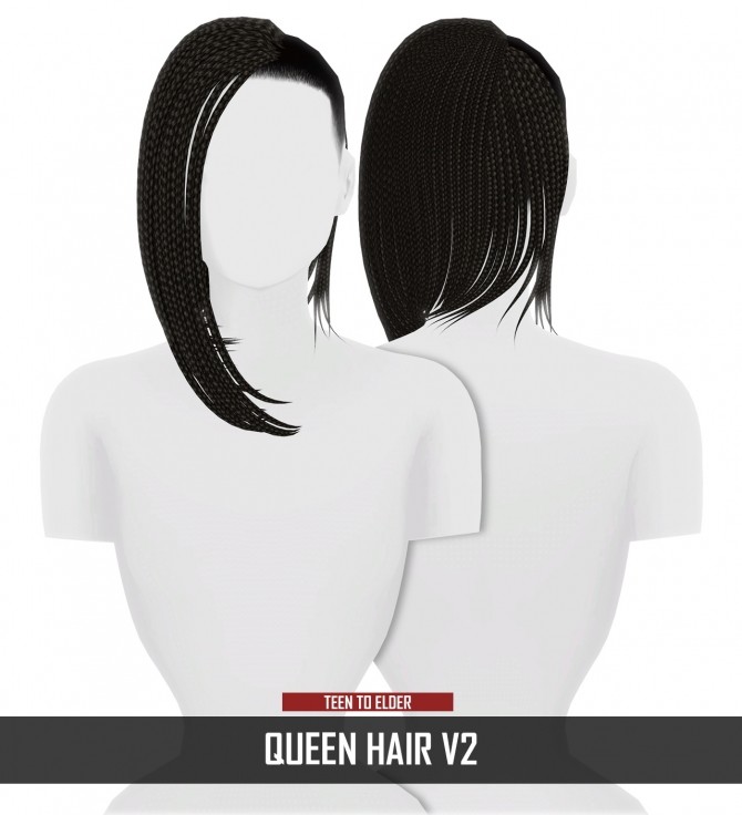 Sims 4 QUEEN HAIR V1 AND V2 by Thiago Mitchell at REDHEADSIMS