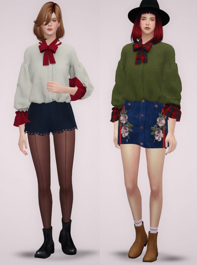 Sims 4 PUFF SLEEVE CARDIGAN at BY2OL