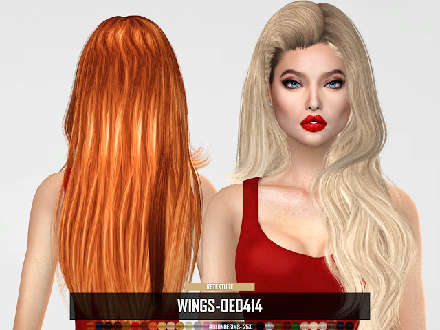 Sims 4 WINGS OE0414 Hair RETEXTURE by RUCHELLSIMS at REDHEADSIMS