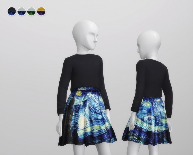 Sims 4 Starry night two piece outfit for kids 4 colors at Rusty Nail