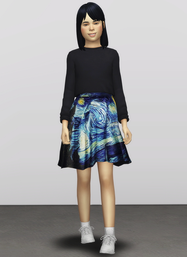 Sims 4 Starry night two piece outfit for kids 4 colors at Rusty Nail