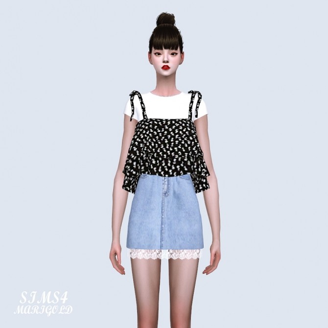 Sims 4 Lace Denim Mini Skirt at Marigold