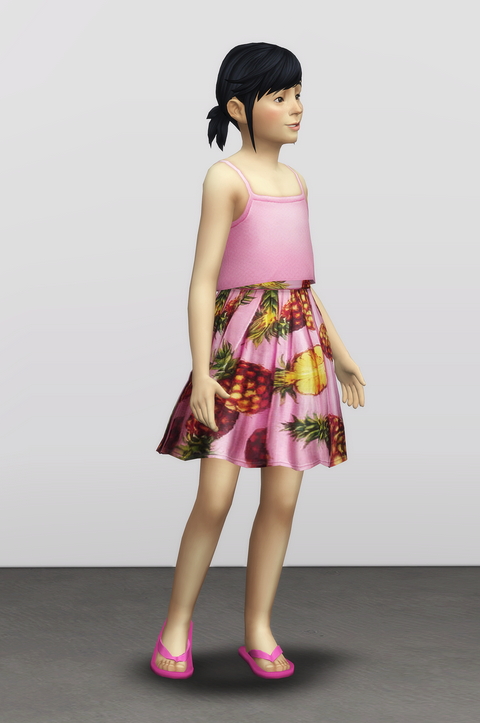 Sims 4 Pineapple two piece outfit for kids 5 colors at Rusty Nail