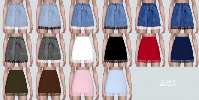 Sims 4 Lace Denim Mini Skirt at Marigold