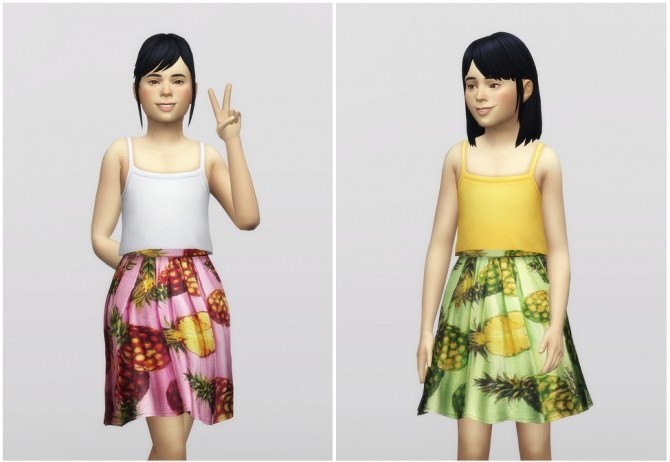 Sims 4 Pineapple two piece outfit for kids 5 colors at Rusty Nail