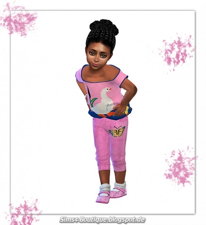 Sims 4 Designer Set Pants & Shirt for Toddler Girls at Sims4 Boutique