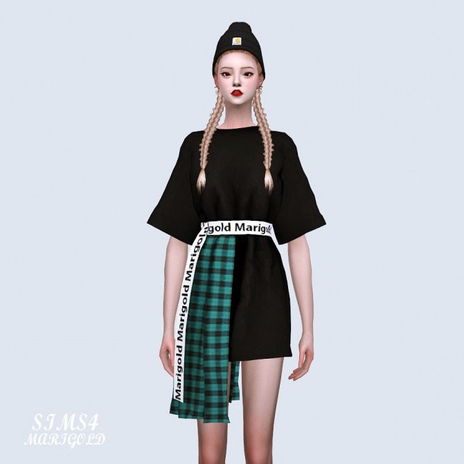 Sims 4 Box T Dress With Pleats at Marigold