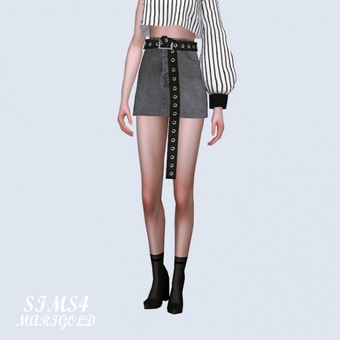 Sims 4 Long Belt Mini Skirt at Marigold