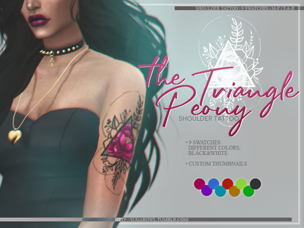 Sims 4 The Triangle Peony tattoo by sugar owl at TSR