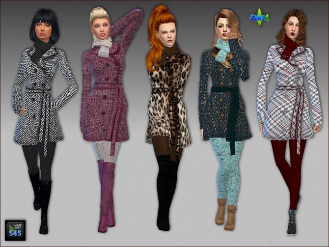 Sims 4 Coats and scarves by Mabra at Arte Della Vita