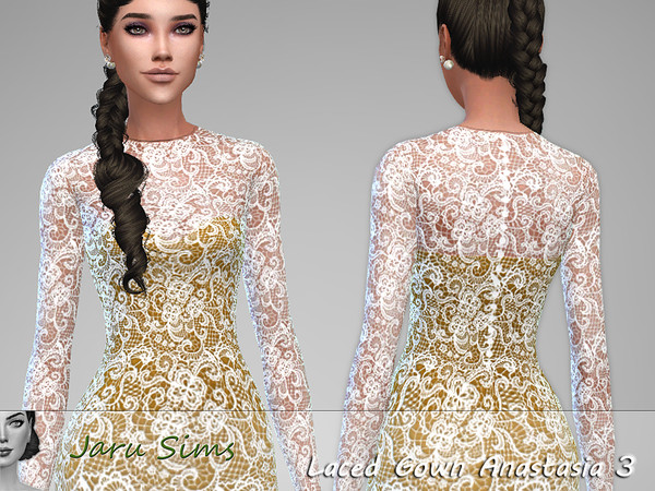 Sims 4 Laced Gown Anastasia 3 by Jaru Sims at TSR