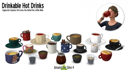 Drinkable Hot Drinks at Around the Sims 4