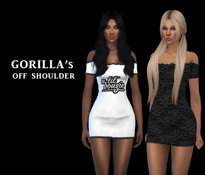 Sims 4 Gorilla Off Shoulder dress at Leo Sims