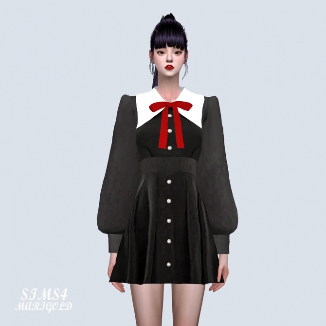 Retro Big Collar Dress at Marigold » Sims 4 Updates