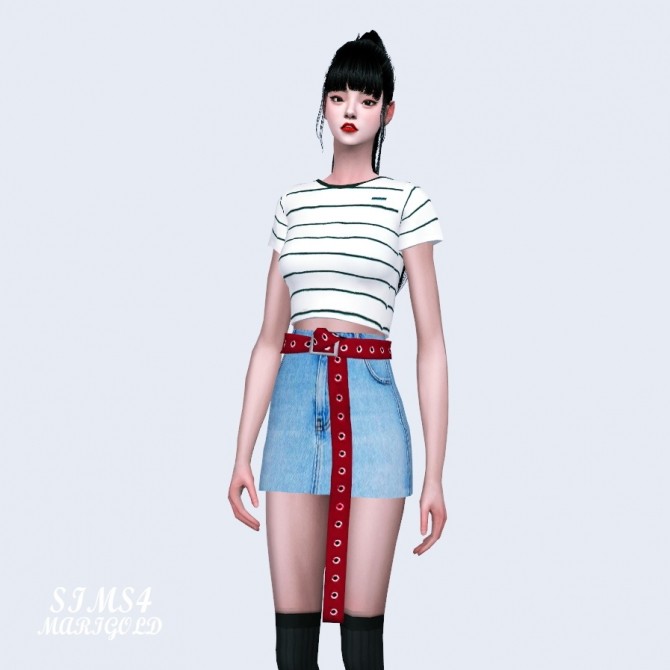 Sims 4 Long Belt Mini Skirt at Marigold