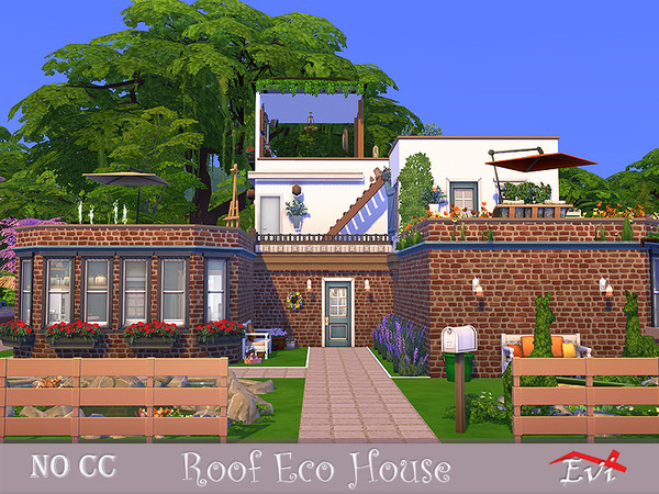 Sims 4 Roof Eco house by evi at TSR