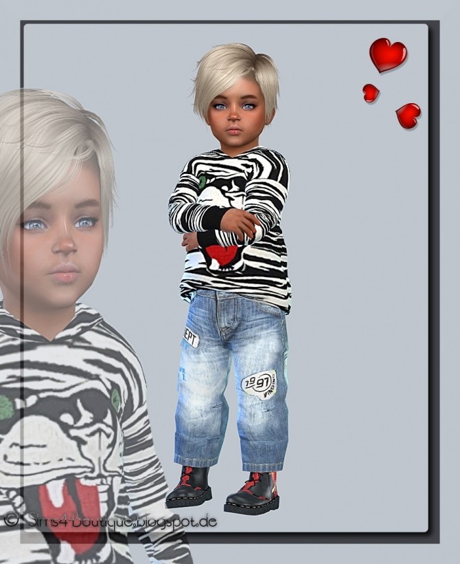 Sims 4 Designer Set Shirt & Jeans & Boots for little Boys at Sims4 Boutique