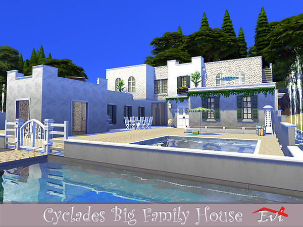 Sims 4 Cyclades Big Family House by evi at TSR