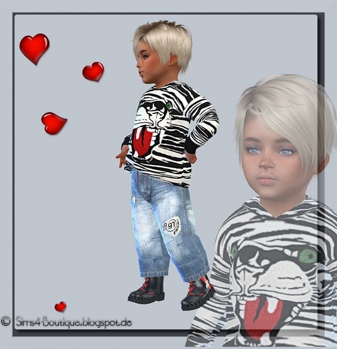 Sims 4 Designer Set Shirt & Jeans & Boots for little Boys at Sims4 Boutique