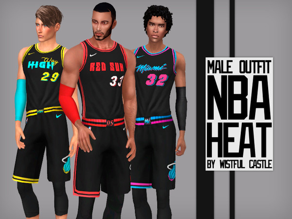 Sims 4 NBA Heat male outfit by WistfulCastle at TSR