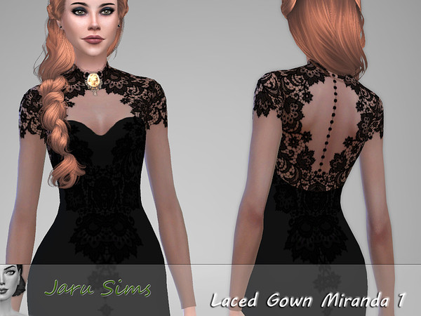 Sims 4 Laced Gown Miranda 1 by Jaru Sims at TSR