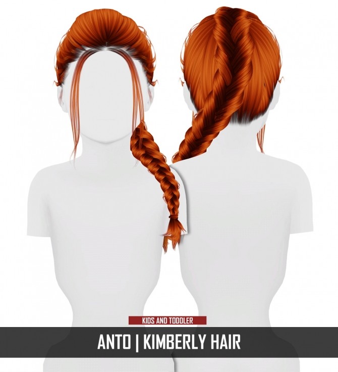 Sims 4 ANTO KIMBERLY HAIR KIDS AND TODDLER VERSION by Thiago Mitchell at REDHEADSIMS