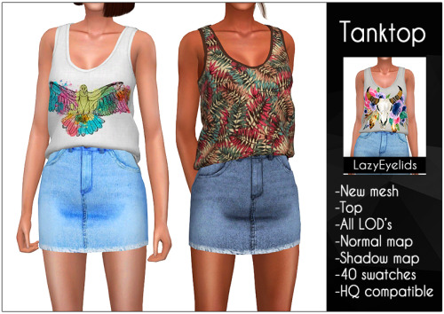 Sims 4 Tank top & denim mini skirt at LazyEyelids