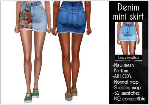 Sims 4 Tank top & denim mini skirt at LazyEyelids