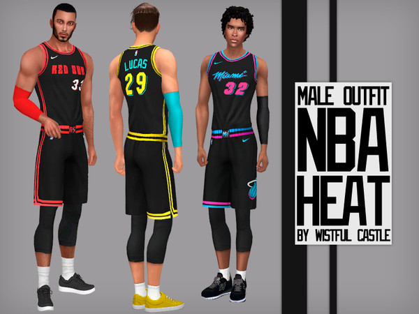 Sims 4 NBA Heat male outfit by WistfulCastle at TSR