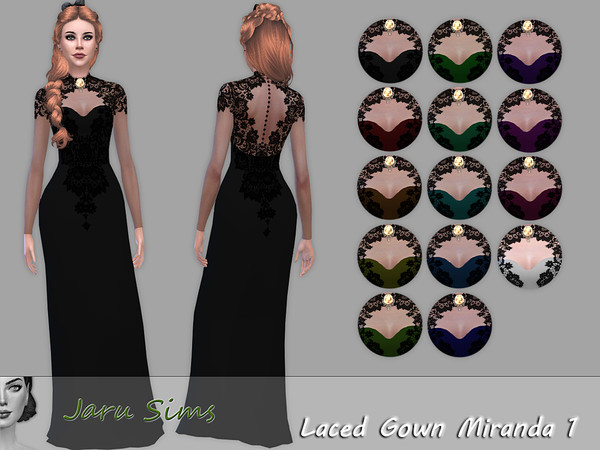 Sims 4 Laced Gown Miranda 1 by Jaru Sims at TSR