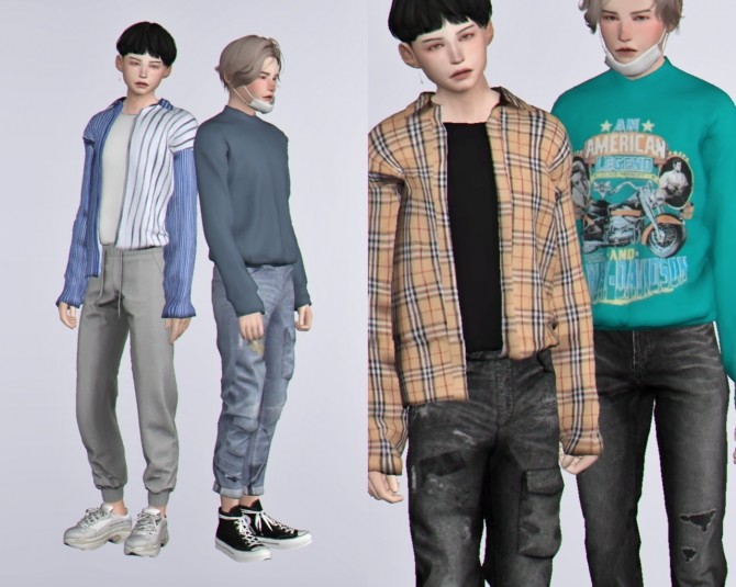 Sims 4 High neck top & tucked shirt at Casteru