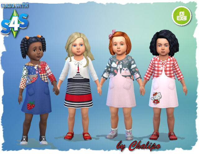 Sims 4 Toddler dress with jacket by Chalipo at All 4 Sims