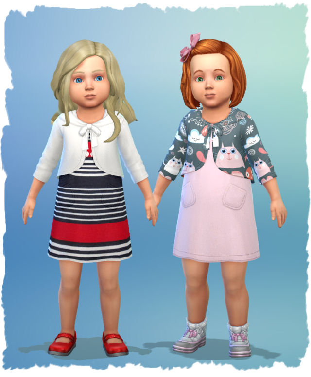 Sims 4 Toddler dress with jacket by Chalipo at All 4 Sims