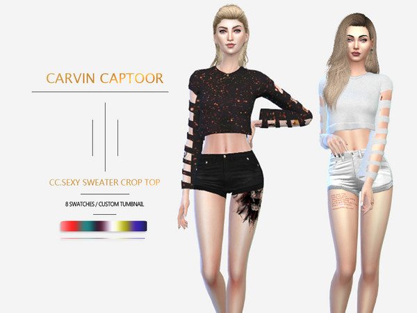 Sims 4 Sweater crop top by carvin captoor at TSR
