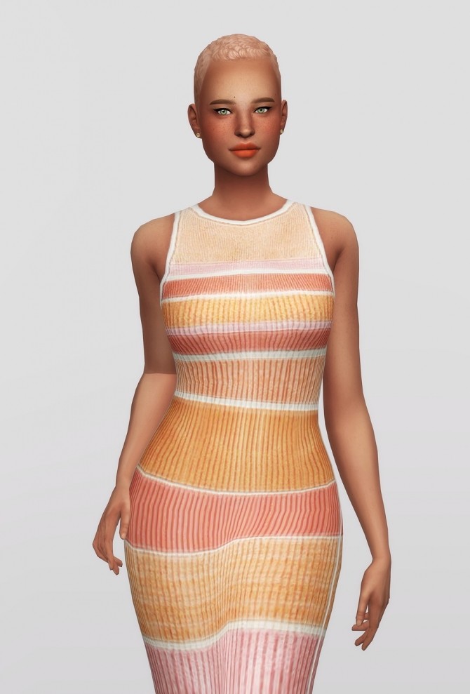 Sims 4 Striped strech knit midi dress at Rusty Nail