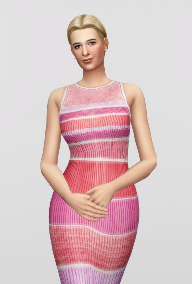 Sims 4 Striped strech knit midi dress at Rusty Nail