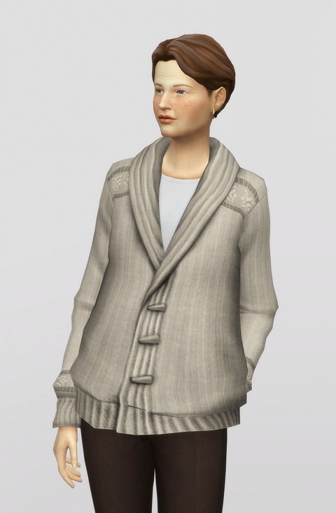 Sims 4 Shawl collar cardigan sweater F (20 colors) at Rusty Nail