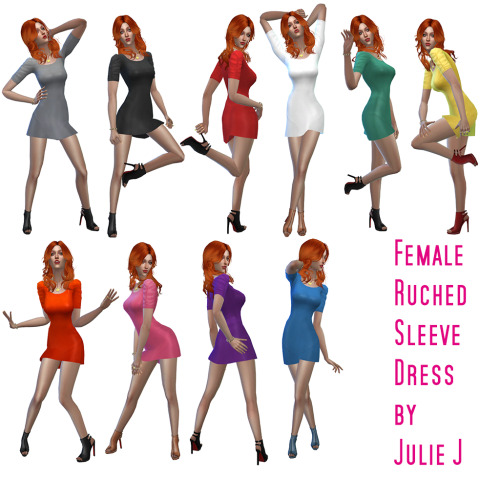 Sims 4 Ruched Sleeve Dress at Julietoon – Julie J