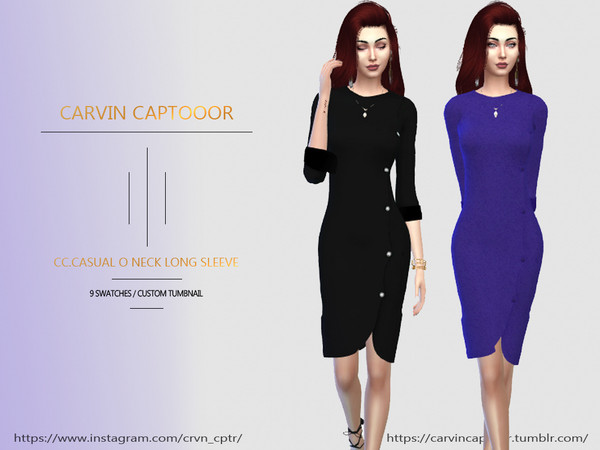 Sims 4 Casual O neck Long Sleeve by carvin captoor at TSR
