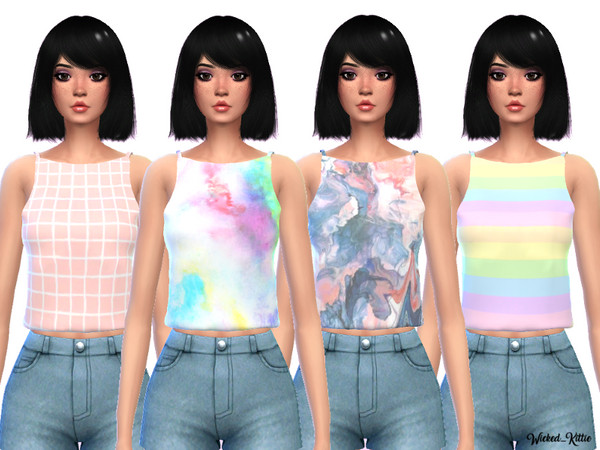 Sims 4 Pastel Tank Tops by Wicked Kittie at TSR