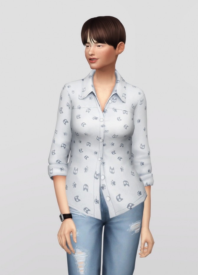 Sims 4 Jelly Kitty paw shirt for F (20 colors) at Rusty Nail
