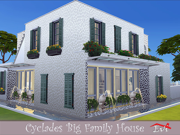 Sims 4 Cyclades Big Family House by evi at TSR