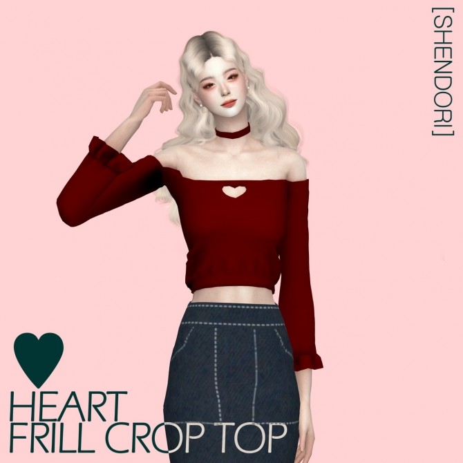 Sims 4 Heart Frill Crop Top at SHENDORI SIMS