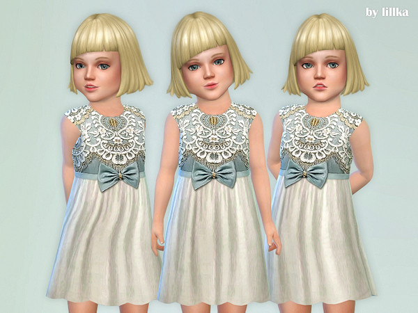 Sims 4 Embroidered Lace Fit Dress by lillka at TSR