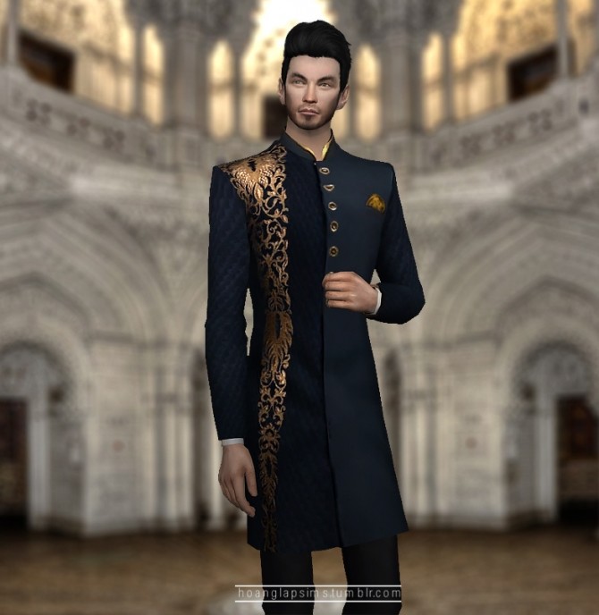 Sims 4 Indian groom coat at HoangLap’s Sims