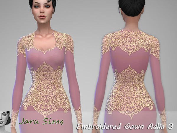 Sims 4 Embroidered Gown Aalia 3 by Jaru Sims at TSR