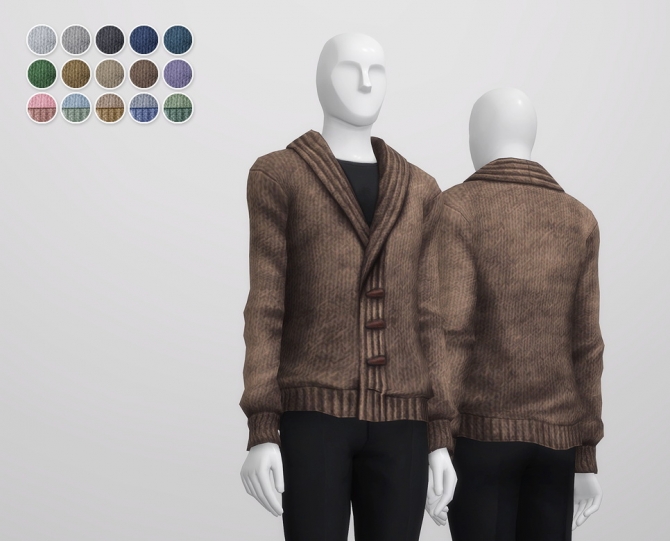 Shawl collar cardigan knit sweater M (15 colors) at Rusty Nail » Sims 4 ...